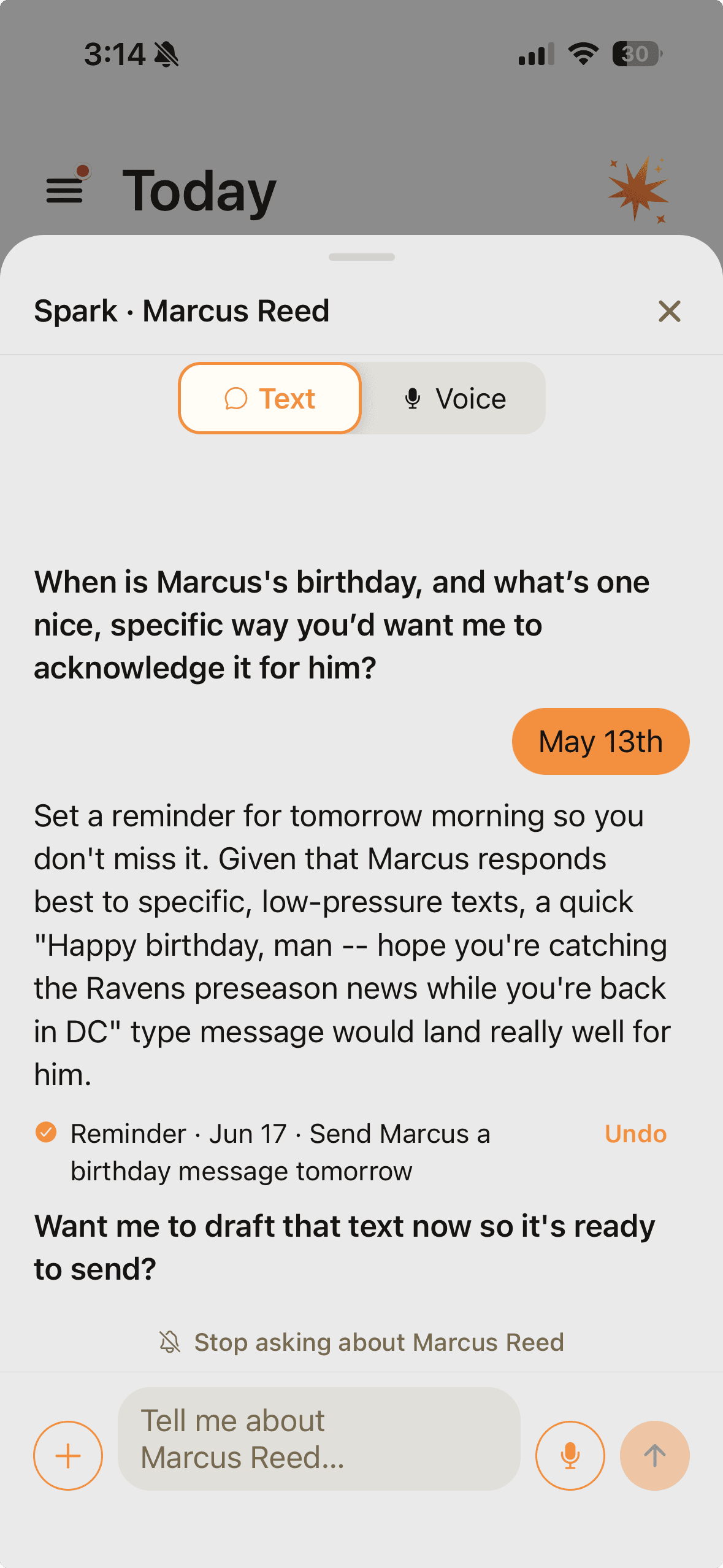Spark context request conversation